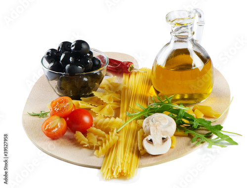 Italian cuisine - pasta and olive oil