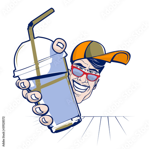 teenager boy cocktail plastic cup