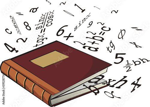 school textbook - numbers and mathematical formulas