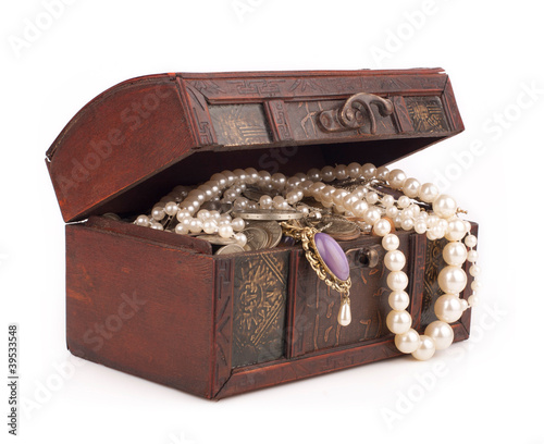 Treasure chest isolated on white background