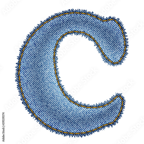 Jeans alphabet. Denim letter C