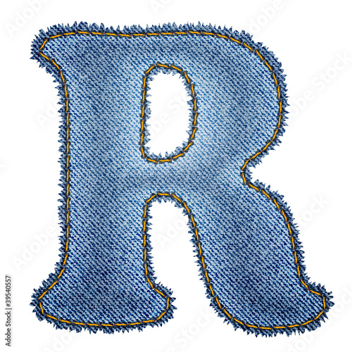 Jeans alphabet. Denim letter R