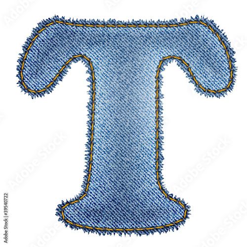 Jeans alphabet. Denim letter T
