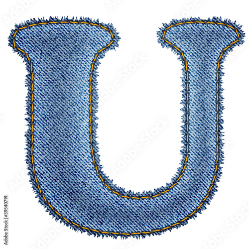 Jeans alphabet. Denim letter U