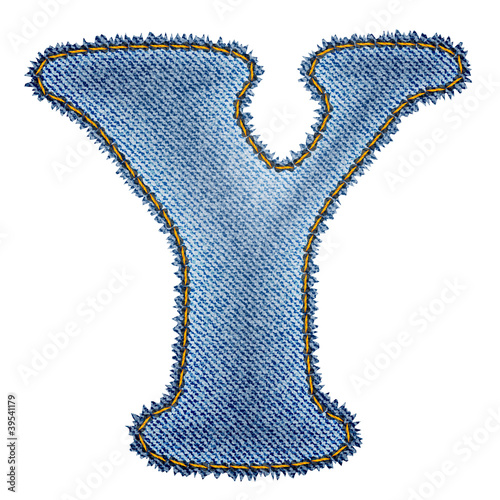 Jeans alphabet. Denim letter Y