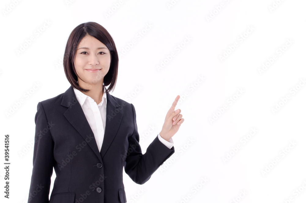 a portrait of asian businesswoman pointing a portrait of asian businesswoman pointing
