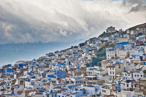 Chefchaouen blue town general view at Morocco photo