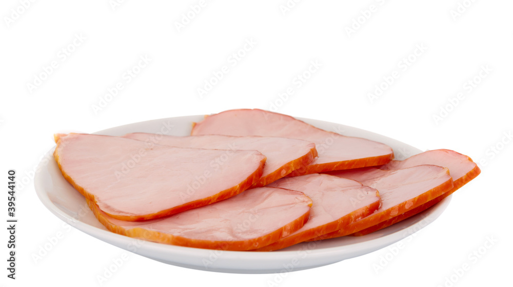 slices of ham on the plate slices of ham on the plate