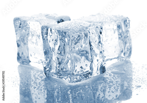 Three melting ice cubes