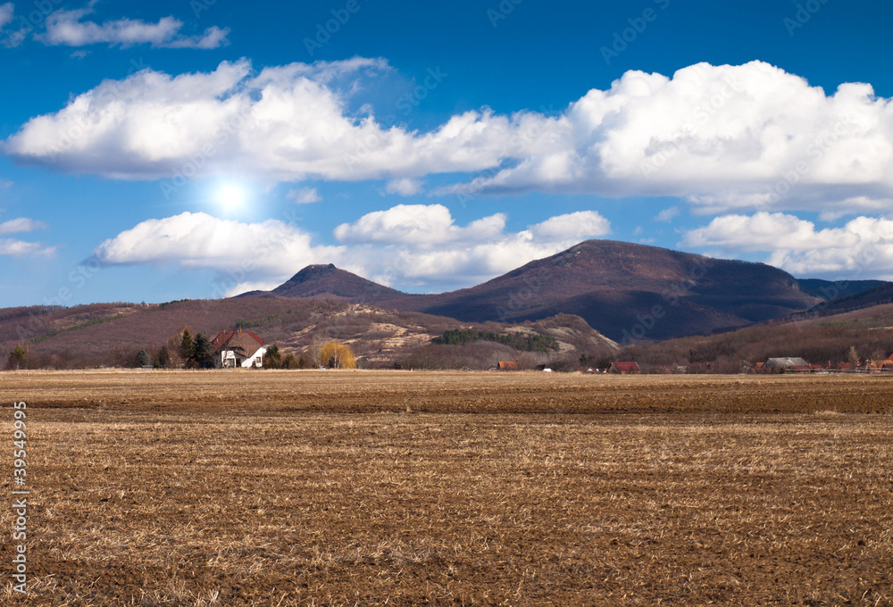 Obraz premium village background and blue sky