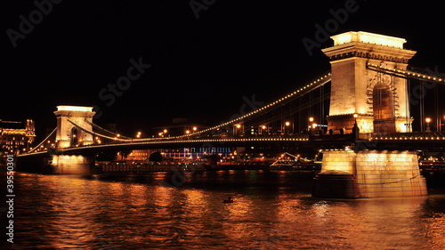 Chain bridge in night - Budapest Hungary