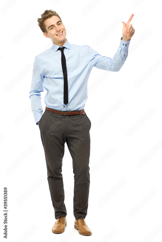 Young businessman pointing finger Young businessman pointing finger