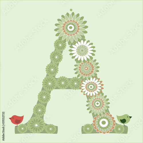 Letter A , floral design
