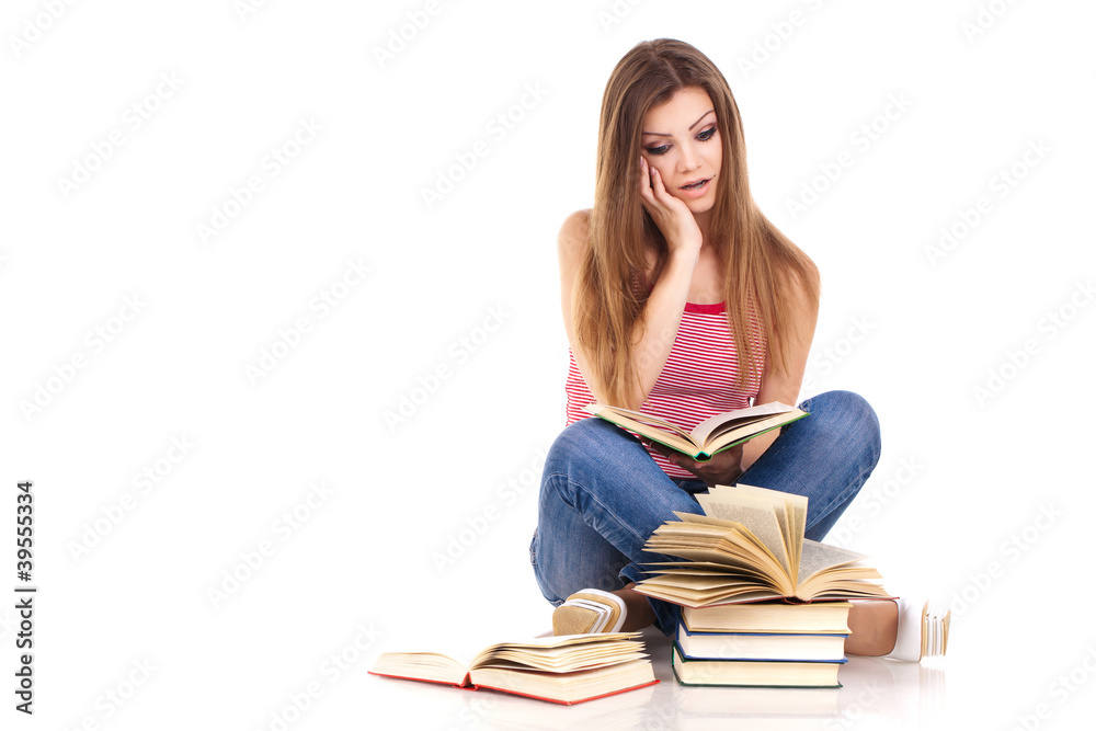 student with books, isolated on white student with books, isolated on white