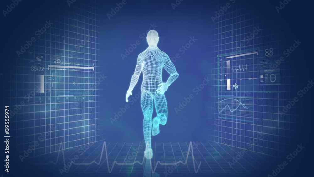 Digital Motion Graphic of 3D Virtual Running Man Digital Motion Graphic of 3D Virtual Running Man