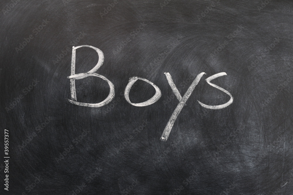 Obraz premium Boys - word written with white chalk