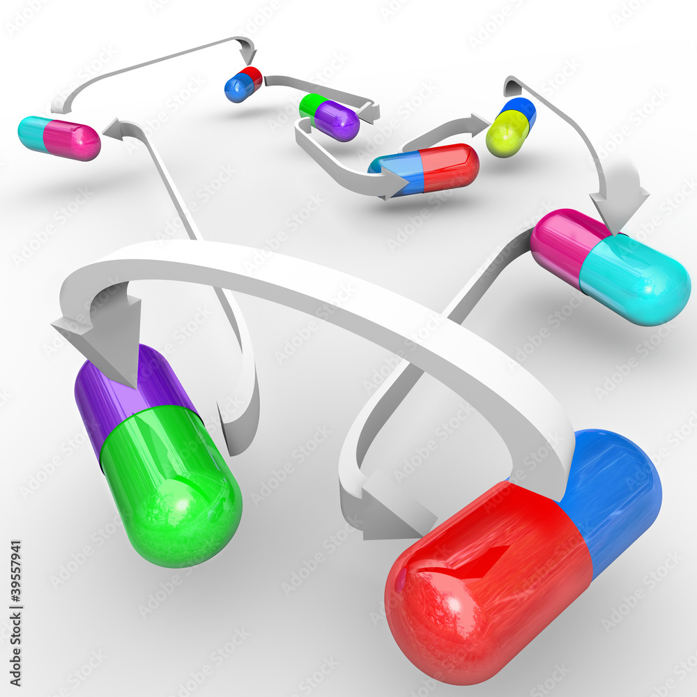 Medicine Drug Interactions Capsules and Pills Connected