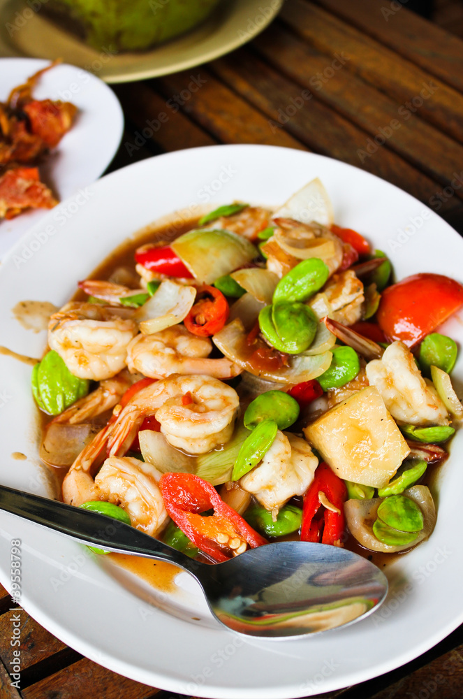 fried shrimp with stinky beans fried shrimp with stinky beans