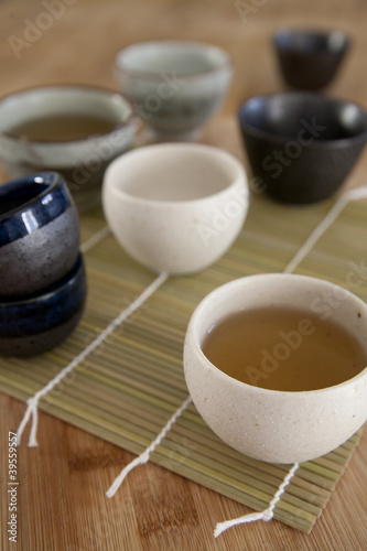 Green tea in a ceramic teacups