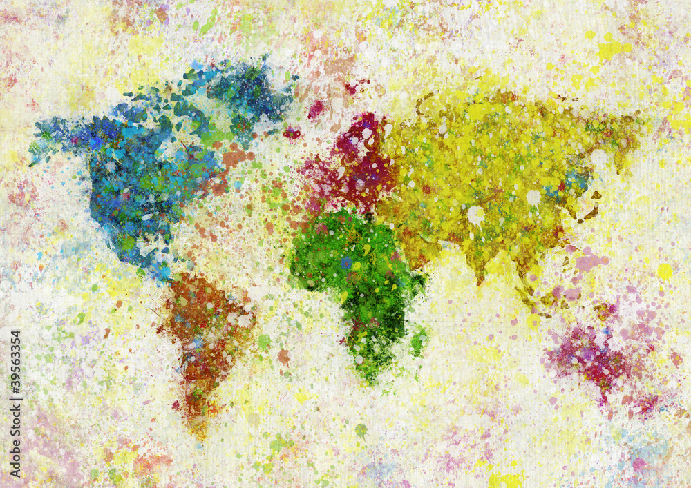 Fototapeta malowanie mapy świata