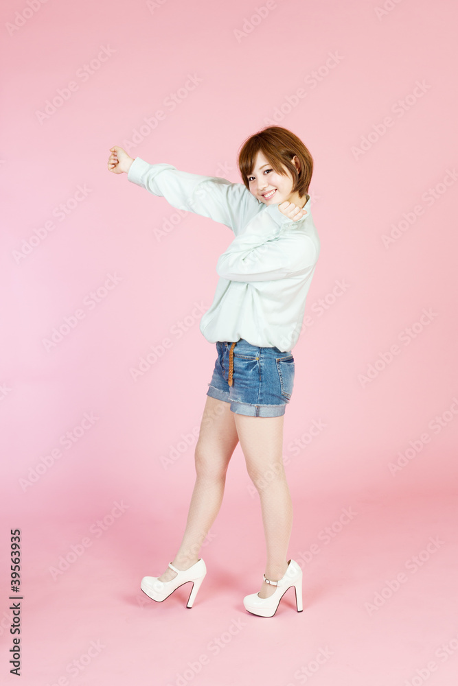 Beautiful young woman on pink background Beautiful young woman on pink background