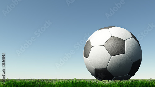 soccer a ball on a green grass