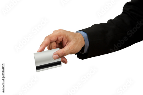 businessman and hand with credit card swipe
