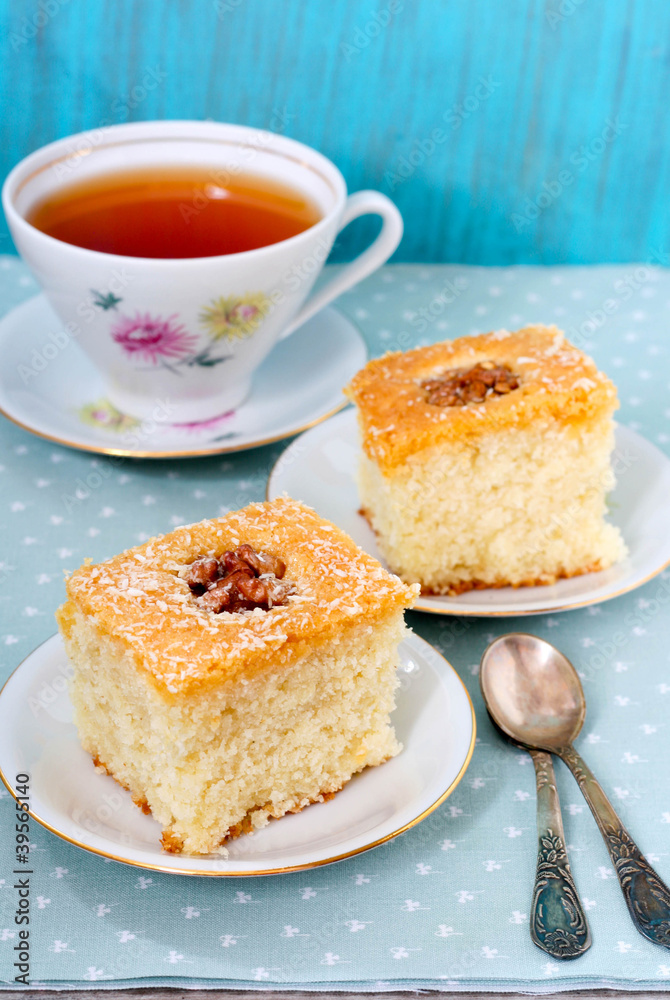 Coconut slices with walnut Coconut slices with walnut