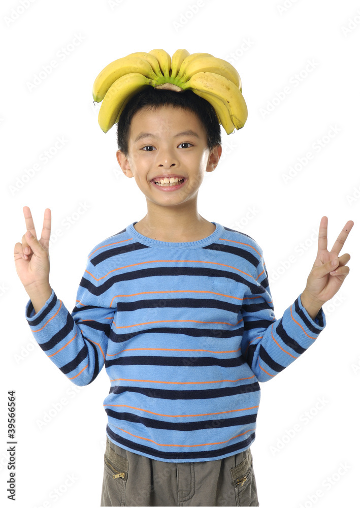 boy with banana isolated boy with banana isolated