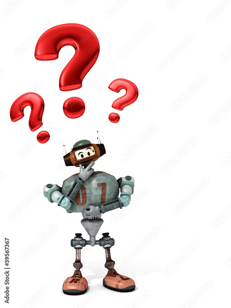 Djoby the robot surprised and anxious Djoby the robot surprised and anxious