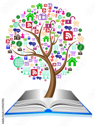 Social media icons set in tree shape