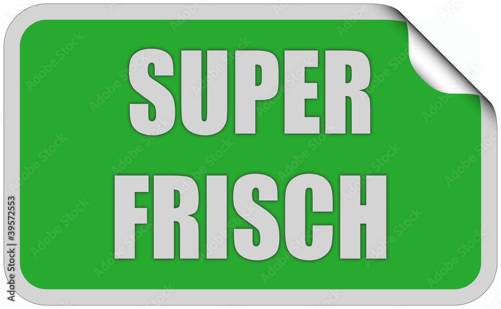 Sticker grün eckig curl oben SUPER FRISCH Sticker grün eckig curl oben SUPER FRISCH