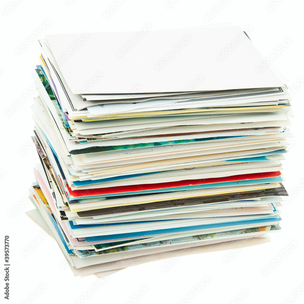 Postcards stack. Postcards stack.
