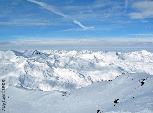 Snowy mountain range French Alpes