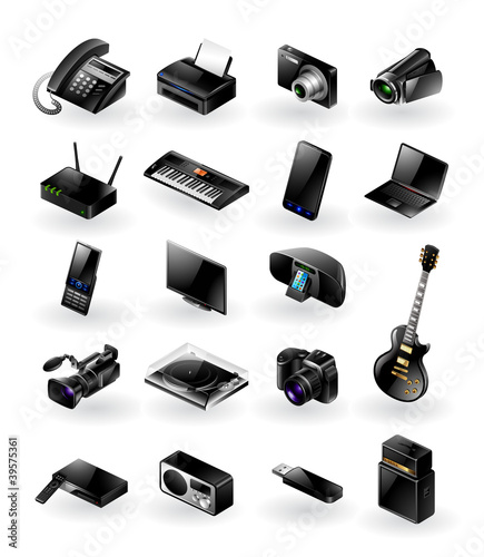 Mixed vector icon set - electronics in various categories