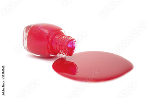 Spilled Red Nail Polish Isolated on White Background