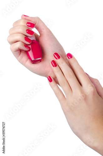 Nail polish in woman hand