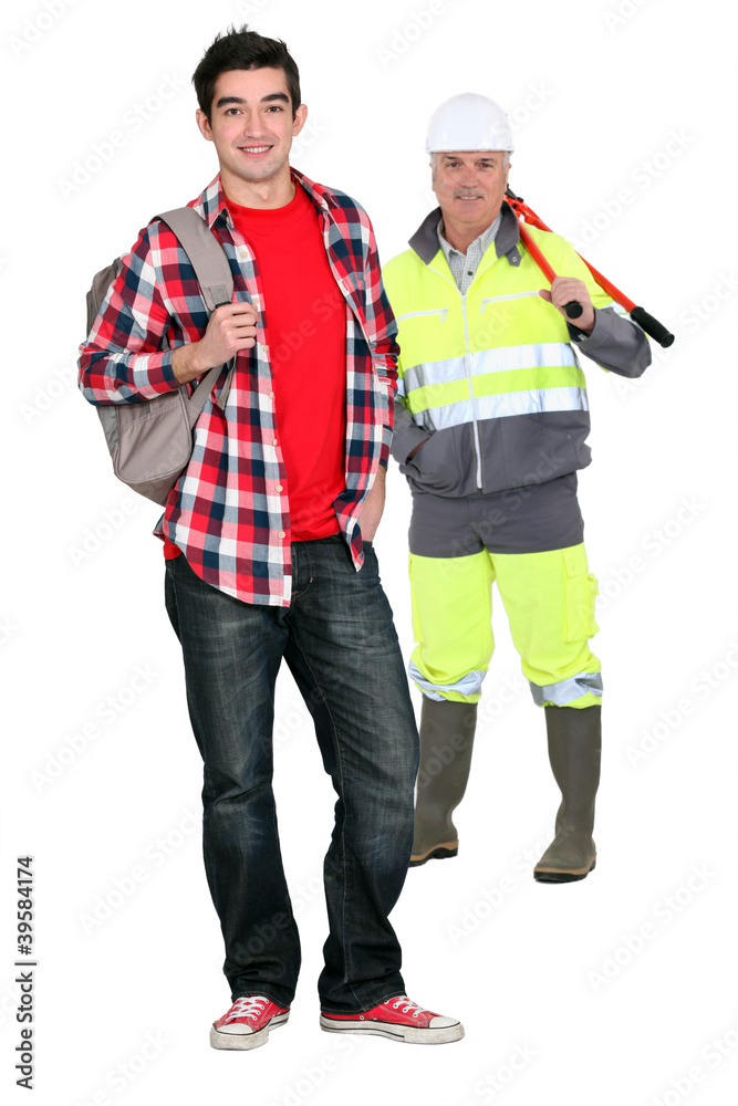 Manual worker and teenager