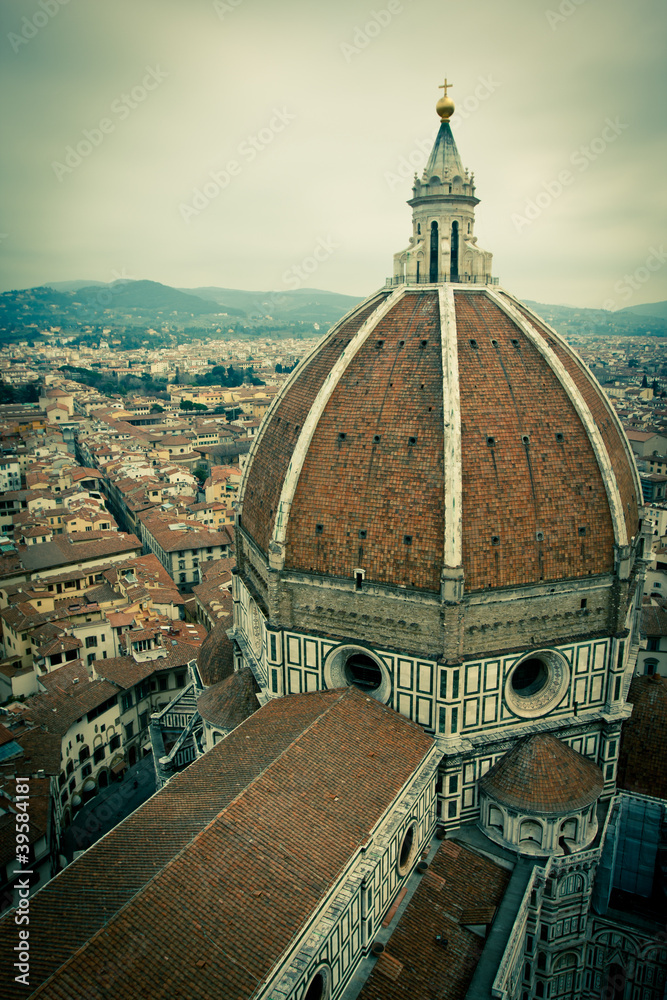 Top view of Duomo cathedral in Florence, Italy