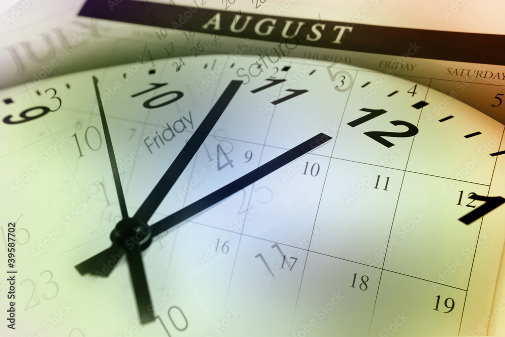 Clock and calendar time background Clock and calendar time background