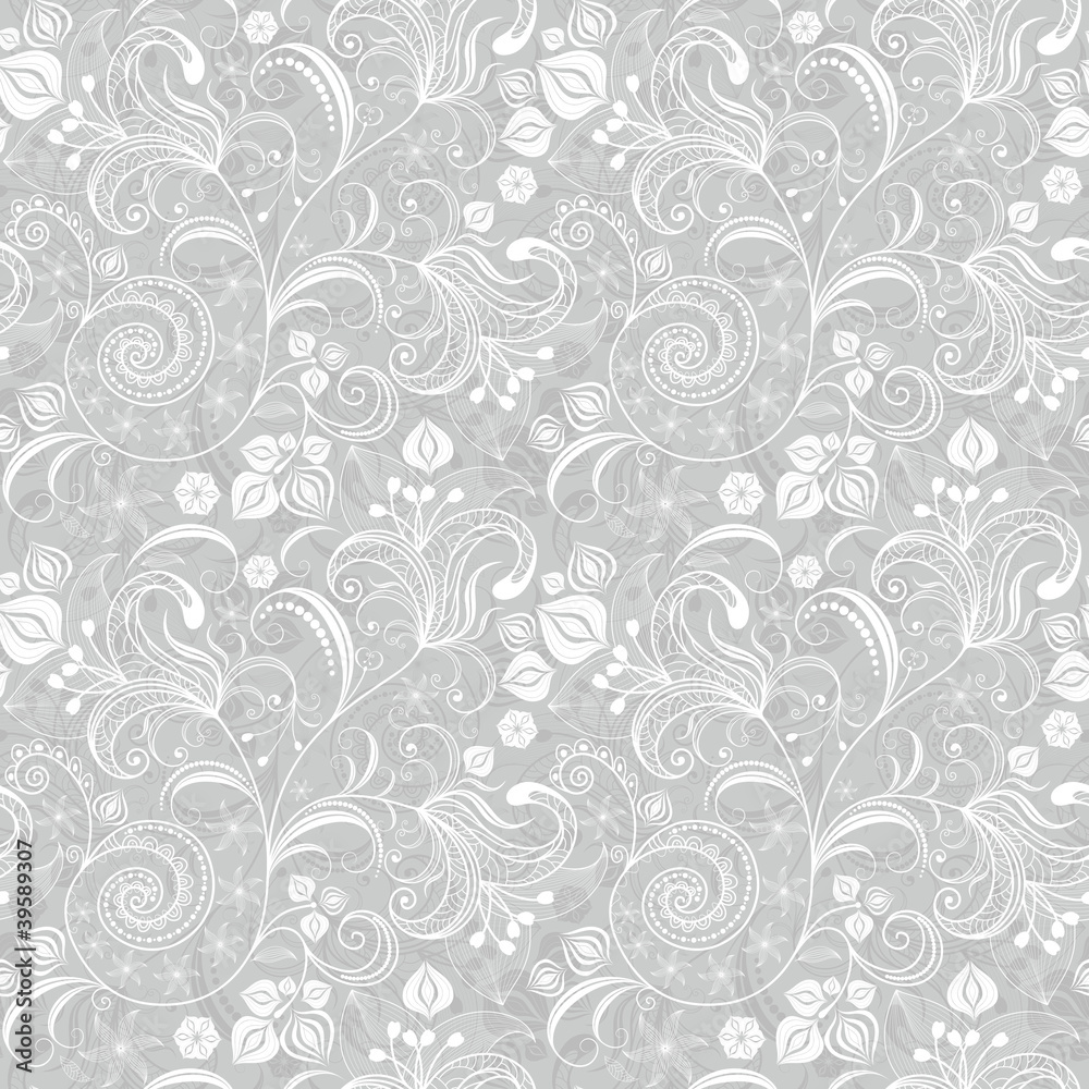 Seamless gray floral pattern