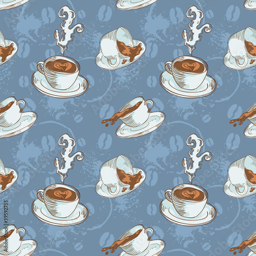 Coffee cups seamless pattern