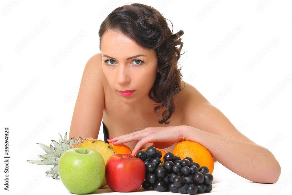 portrait of a woman with fruit portrait of a woman with fruit