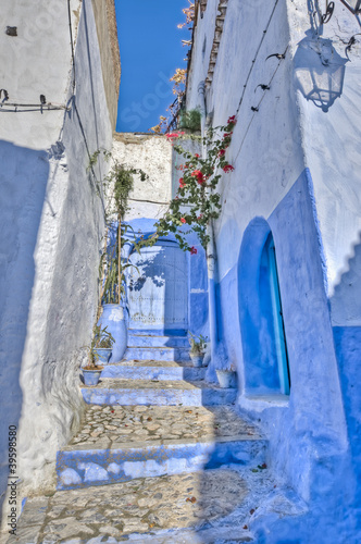 City streets of Chefchaouen, Morocco photo