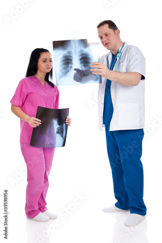 Two doctors looking at radiography