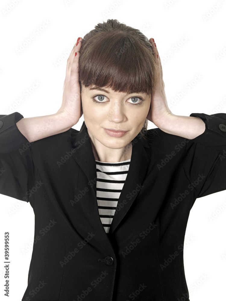 Young Business Woman Hear No Evil. Model Released Young Business Woman Hear No Evil. Model Released