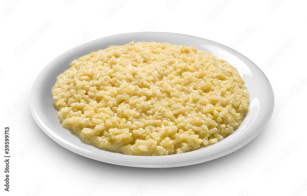 plate of rice, risotto with saffron alla milanese