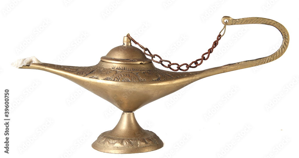 Golden genie lamp isolated on white Golden genie lamp isolated on white