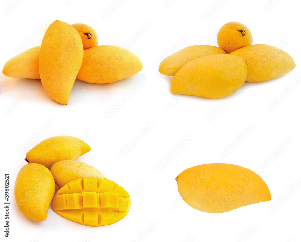 Yellow mango isolated on a white background