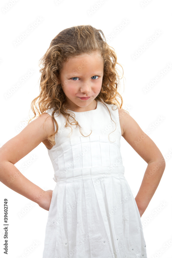 Young girl with angry face expression. Young girl with angry face expression.